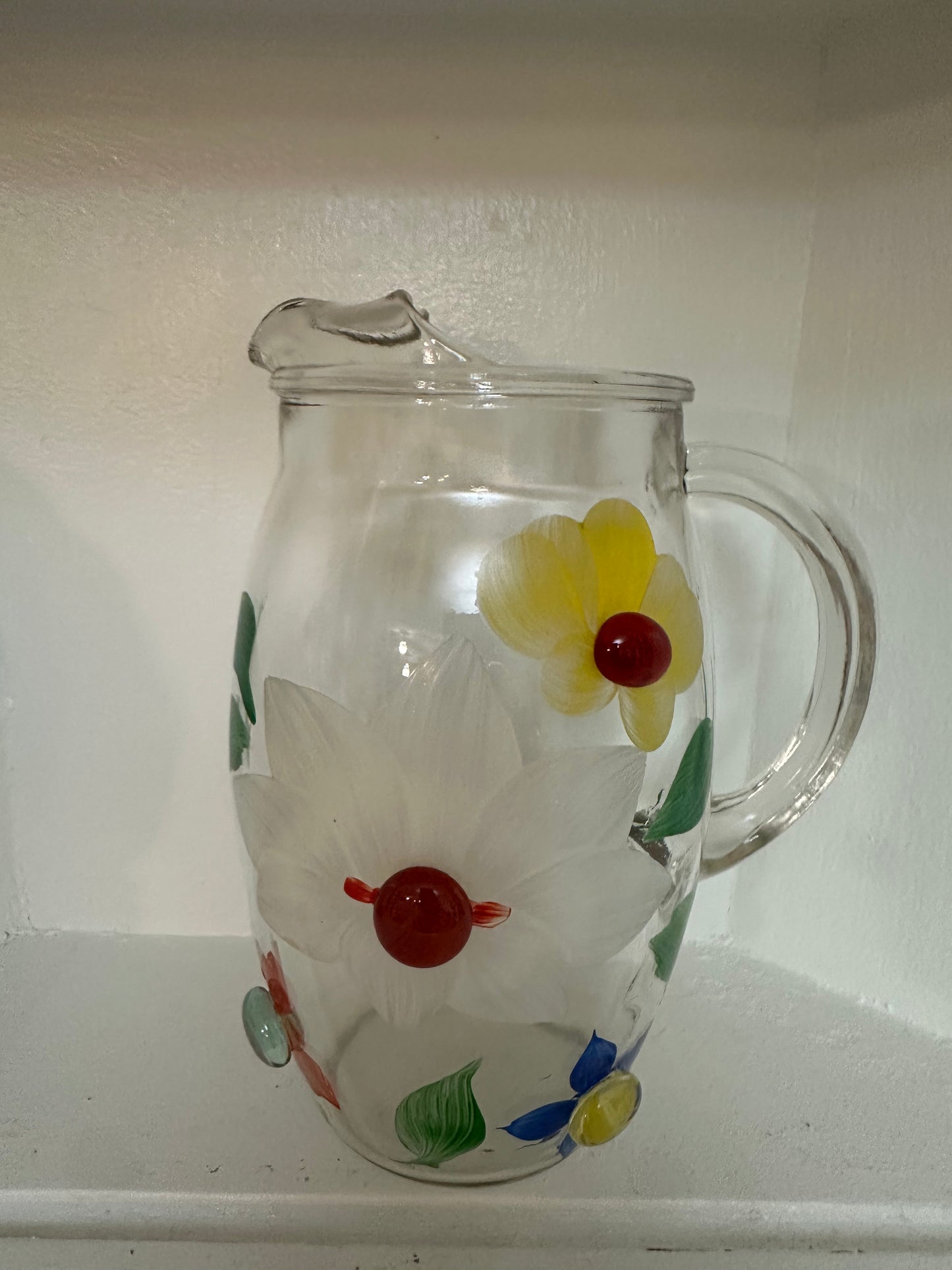 Ms. Charissa Flower Painted Vase Pitcher | Glass Bead-Adorned, Representing Friendship and Support