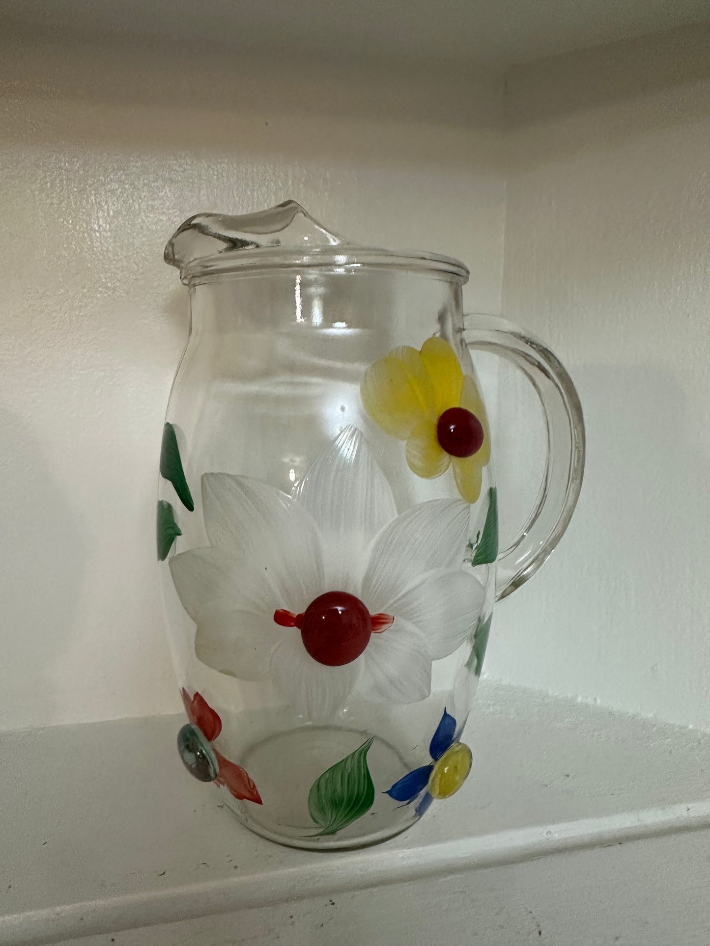 Ms. Charissa Flower Painted Vase Pitcher | Glass Bead-Adorned, Representing Friendship and Support