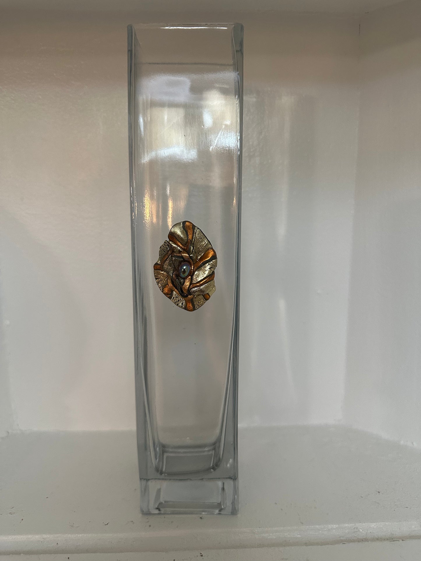 Ms. Candace Vase | Vintage-Inspired Glass Vase with Gold Accents, Reflecting a Beautiful Blonde Spirit