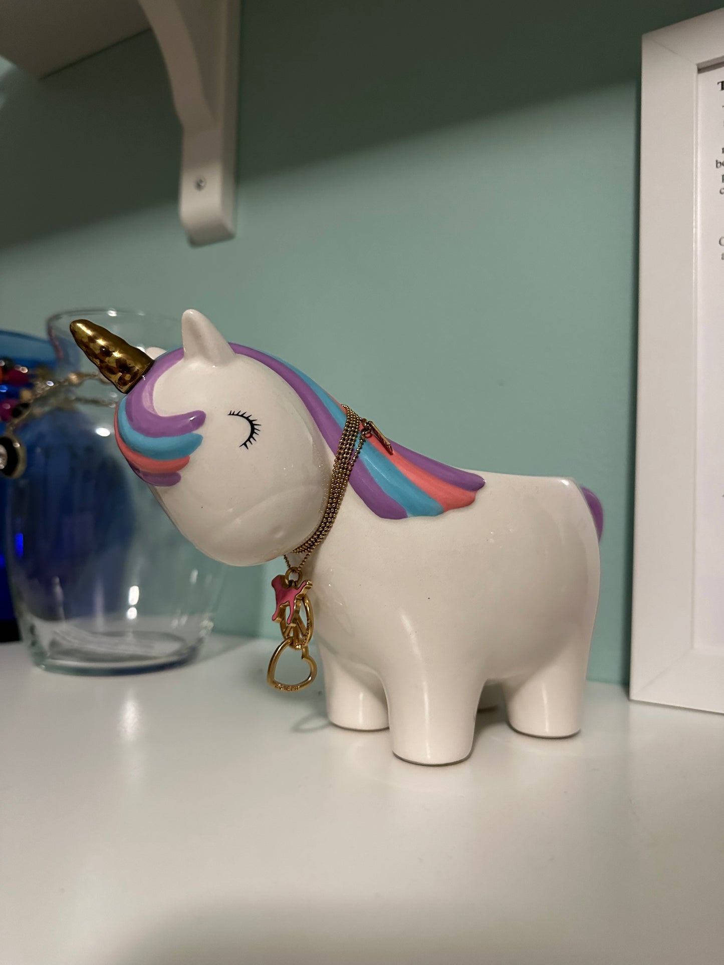 Vases with Personality Ms. Madison | Ceramic Unicorn Vase Adorned with Victoria Secret Necklace, Celebrating Confidence & Care