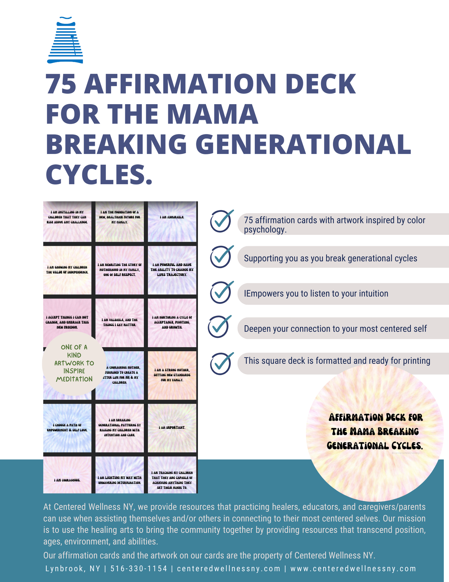 Retro Tie-Dye Affirmation Cards for Moms | Breaking Generational Cycles Printable Gift