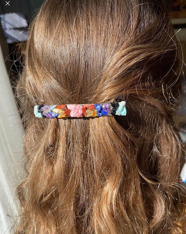 Gemstone French Barrettes | Handcrafted Hair Accessories with Natural Stones