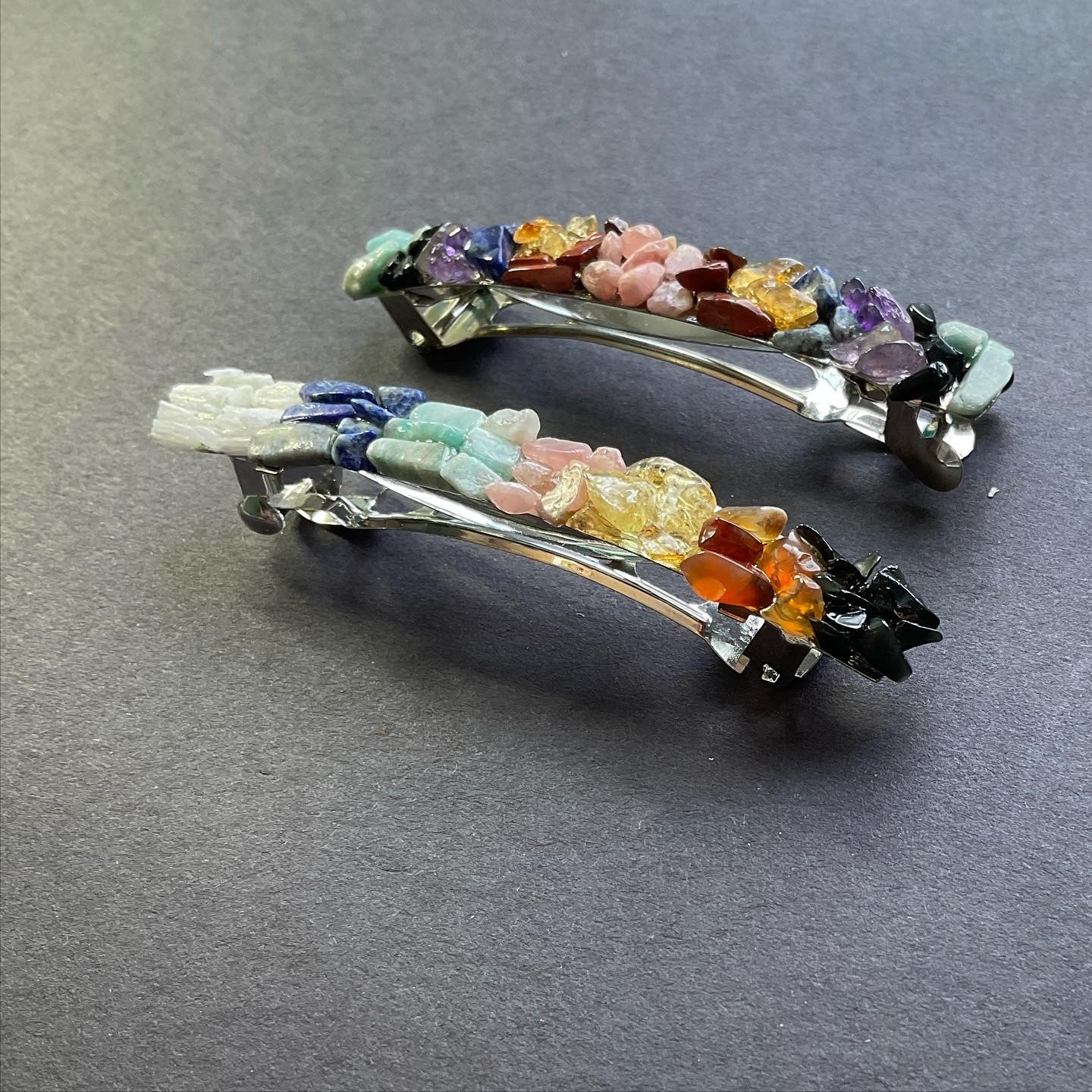 Gemstone French Barrettes | Handcrafted Hair Accessories with Natural Stones