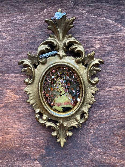 Pink Victorian Woman Charging Jewlery Tray Upcycled Italian Picture frames