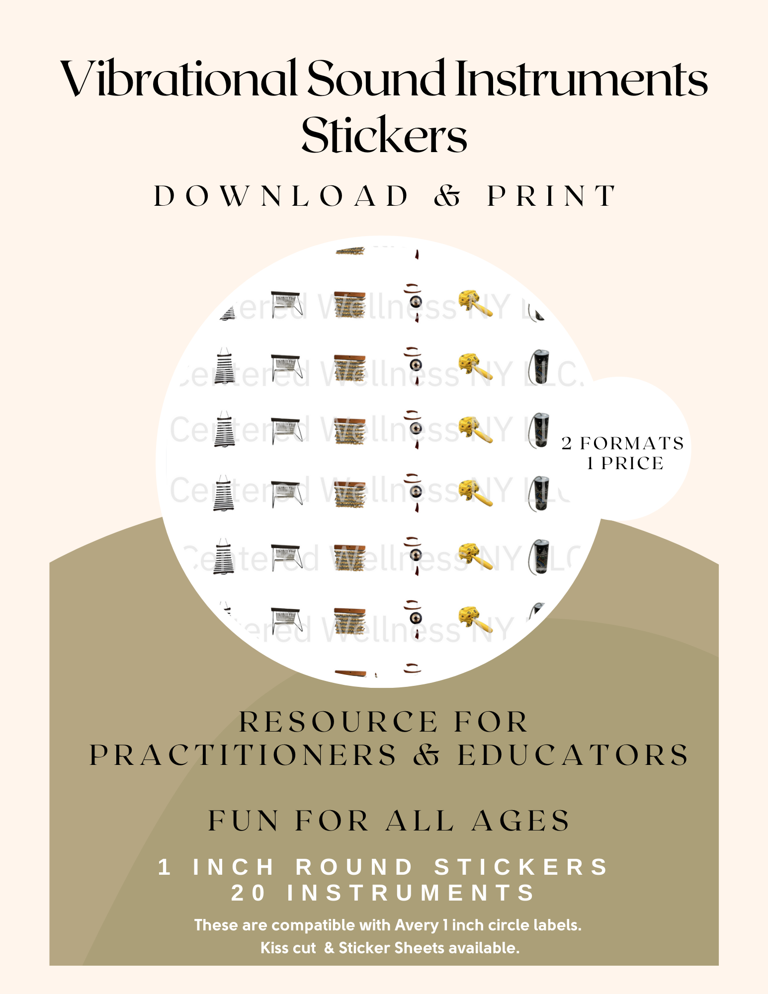Printable Vibrational Sound Healing Instrument Stickers Sheet | Wellne ...